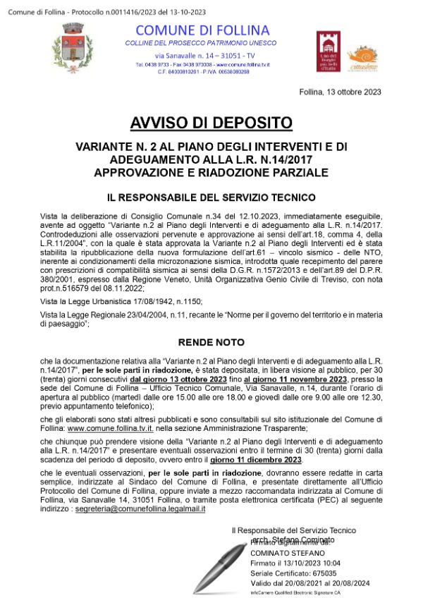 Avviso variante n. 2